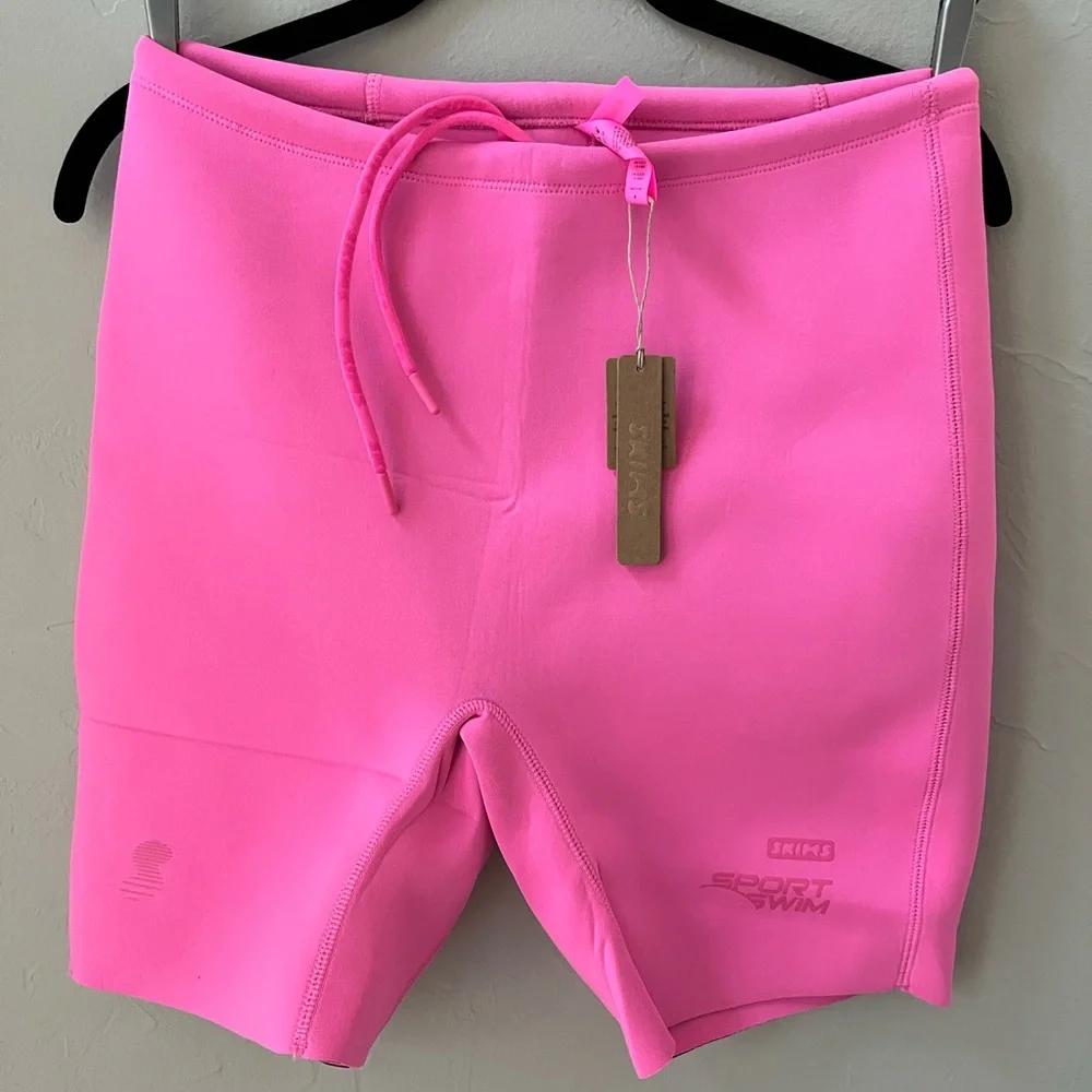 💖SKIMS SWIM SPORT MID THIGH BIKINI BOTTOMS SHORTS IN TAFFY XS M